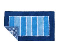 HomeLife Non-Slip Washable Bath Mat | Showers in Cotton Made in Italy | Coloured Bath Mat in Soft Long Pile and Stripes Effect in Relief 50X80 dark blue