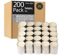 HomeLights Tealight Candles - 8 Hour Long time Burning, Giant 100,200,300 Packs -White Votive Smokeless European Tea Light Unscented Candles for Shabbat, Weddings, Christmas,Home Decorative -200 Pack