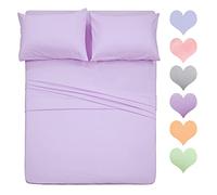 Homelike Collection 400 Thread Count Cotton Queen Size Sheet Set (Lavender Colour) 4 Pieces - 100% Long Staples Cotton Sheets Set, Soft Cotton Sheets Set with Deep Pocket Fits Up to 40cm