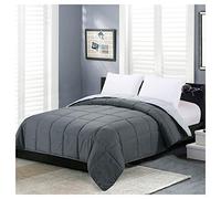 Homelike Moment Lightweight Queen Comforter - Grey Down Alternative Bedding Comforters Queen Size, All Season Duvet Insert Quilted Reversible Bed Comforter Soft Queen Full Size Dark Gray/Light Grey