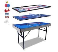 homelikesport 55" 5 in 1 Multi Game Table - Folding Pool, Billiard, Hockey, Table Tennis, Bowling & Shuffle Board with All Accessories - Great Gift for Kids & Adults
