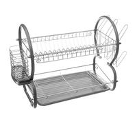 Homeline 2-Tier Dish Drainer for 17 Plates with Tray and Cutlery Holder