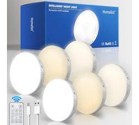Homelist Motion Sensor Lights Indoor, Wireless Rechargeable, 6 Pack | LED Magnetic Stick-On Wall Night Light with Remote Control, Battery-Operated Puck Light for Stairs and Kitchen Cupboards