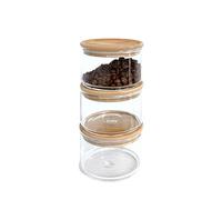HOMELOX 3 Tier Glass Stackable Kitchen Food Storage Containers Set Tea Coffee Sugar Jars