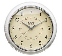 HOMELOX Retro Clock Wall Diner Vintage Home Office Analogue Dining Room Kitchen Wall Clock Metal (Cream)