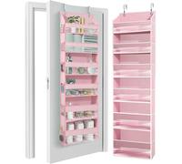 Homelux Theory 1 PC Heavy Duty Over the Door Organizer 55x14x6.7, 6 Large Front & 12 Side Pockets, Hanging Storage Closet Door Organizer for Bedroom, Bathroom and Baby Nursery Storage (Baby Pink)