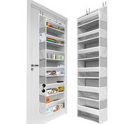 HOMELUX THEORY 1 PC Heavy Duty Over the Door Organizer 55x14x6.7, 6 Large Front & 12 Side Pockets, Hanging Storage Closet Door Organizer for Bedroom, Bathroom and Baby Nursery Storage (Light Gray)