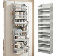 HOMELUX THEORY 1 Piece Heavy Duty Door Organiser, 140 x 35.6 x 17 cm, 6 Large Front and 12 Side Pockets, Hanging Storage, Closet Door Organiser for Bedroom, Bathroom, and Children's Room (Light Grey)