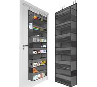 HOMELUX THEORY 1PC Heavy Duty Over the Door Organizer 55x14x6.7, 6 Large Front & 12 Side Pockets, Hanging Storage Closet Door Organizer for Bedroom, Bathroom and Baby Nursery Storage (Dark Gray)