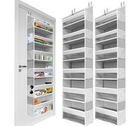 HOMELUX THEORY 2 PC Heavy Duty Over the Door Organizer 55x14x6.7, 6 Large Front & 12 Side Pockets, Hanging Storage Closet Door Organizer for Bedroom, Bathroom and Baby Nursery Storage (Light Gray)