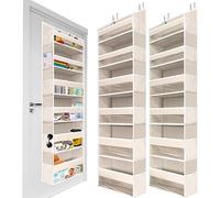 Homelux Theory 2 PC Heavy Duty Over the Door Organizer 55x14x6.7, 6 Large Front & 12 Side Pockets, Hanging Storage Closet Door Organizer for Bedroom, Bathroom and Baby Nursery Storage (Ivory)