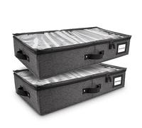 HOMELUX THEORY 2pc Under Bed Storage Containers, Bedroom Under the Bed Drawer Storage Organizer with Bins and Lids, Medium Underbed Clothes Storage Box Ideal for Blanket, Fabric, & Shoes (Dark Gray)