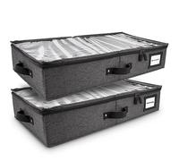 HOMELUX THEORY 2pc Under Bed Storage Containers, Bedroom Under the Bed Drawer Storage Organizer with Bins and Lids, Large Underbed Clothes Storage Box Ideal for Blanket, Fabric, & Shoes (Dark Gray)