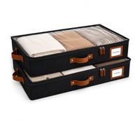 Homelux Theory 2pc Under Bed Storage Containers, Bedroom Under the Bed Drawer Storage Organizer with Bins and Lids, Large Underbed Clothes Storage Box Ideal for Blanket, Fabric, & Shoes (Black)