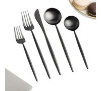 Homelux Theory 4 Sets of 5pc Matte Black 18/10 Stainless Steel Flatware, Stainless Steel Kitchen Utensils, Modern Utensils & Contemporary Flatware Set, Elegant Adaline Royal Forks Spoons Cutlery Set