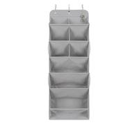 HOMELUX THEORY 6 Tiers Over The Door Shoe Organizer - 100D Extra Thick Deep Pockets Shoe Rack for Closet, 4 Side Pockets Shoe Rack for Entryway & Hanging Shoe Organizer for Closet (V1, Light Gray)