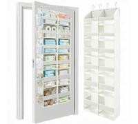 HOMELUX THEORY Heavy Duty Over the Door Organizer - Extra Wide Closet Organizers And Storage, Hanging Storage Door for Bedroom & Baby Nursery, 1PC Ivory