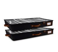 Homelux Theory PREMIUM Under Bed Storage Containers w/Extra Thick Cardboard in All Sides| 33x17x4.5 Underbed Storage Containers w/Double Secure Handles & Clear PVC Lid| Black (L) LOW PROFILE, 2 Pc
