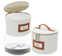 HOMELUX THEORY Saucer Plate Storage Box, 2pc Ivory Hard Shell China Storage Containers Thick Surfaces Lid & 24 Felt Pads, Heavy Duty Moving Box with Handles for Dishes, Dinner Plate, & Dinnerware