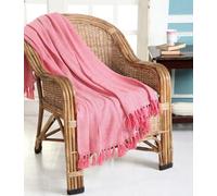 HOMELY 100% Cotton Throw Herringbone Design - 3 Seater Sofa Bed Settee Throw Blanket, 229cm x 254cm (90" x 100") (PINK)
