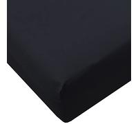 HOMELY IDEAS 180TC Fitted Sheet 25CM/10 Inches Deep with Elasticated Corners, Rich Cotton & Breathable Fitted Bed Sheets (BLACK, 4FT / SMALL DOUBLE)