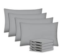 Homely Ideas 4 Pack Silver Microfiber Pillowcases - Ultra Soft 90GSM Brushed Polyester - Wrinkle-Free, Fade-Resistant, Breathable Pillow Covers - Standard Size 50x75cm - Hotel Quality, Bedding