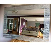 HOMELY Rectangle Shape Designer Silver Glitter Wall Mirror Frame Beautiful Decoration Art Piece Gift (40x60cm)