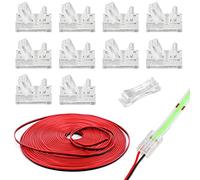 HOMELYLIFE 10 Pack 2 Pin 8mm COB LED Strip Connectors Soldless with 16.4ft Extension Cable, Strip to Wire Quick Connection for 8mm Width COB LED Strip Lights