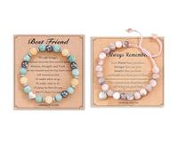 Homelytic 2 Pcs Natural Stone Bracelet - Stress Relief & Courage Gift For Women, Teens, Girls | Adjustable Stretch Bead Zen Bracelet With Encouragement Card