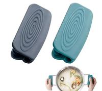 Homelytic Kitchen Silicone Side Handle Grips, Heat Resistant Pot Holder Covers for Cast Iron Cookware, Teal,Grey, 2 Pair