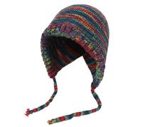 Homelytic Peruvian Winter Beanie Hat, Knitted Earflap Design with Tassels, Multicolour Striped Pattern, Traditional Style for Women