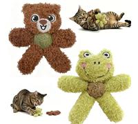 Homelytic Plush Interactive Cat Toys with Catnip, Bear and Frog Design, Fluffy Chew Toys for Kitten Teeth Cleaning and Boredom Relief, Pet Supplies