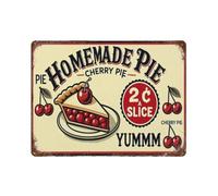 Homemade Cherry Pie Slice Yumm Metal Tin Sign Plaque | Wall Decor for Cafe, Club Bar, Office, Home Garden Metal Poster 4x16Inch or 8x8inch