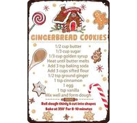 Homemade Gingerbread Cookies Recipe Metal Tin Sign Retro Christmas Decor for Home Kitchen Vintage Hot Cocoa Bar Signs 8x12 Inch