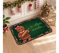 Homemade Gingerbread Holiday Baking Quote Biscuit Kitchen Rugs 16x24 Inch | Fanciful Kitchen Accents, Rugs For Kitchen Floor, Baking Theme, Holiday Home Decor, Soft Flannel Surface, Comfort Underfoot