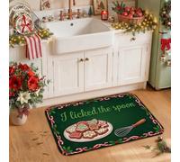 Homemade Gingerbread Holiday Baking Quote Biscuit Kitchen Rugs 20x31 Inch | Fanciful Kitchen Accents, Rugs For Kitchen Floor, Baking Theme, Holiday Home Decor, Soft Flannel Surface, Comfort Underfoot