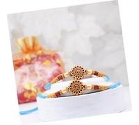 Homemade 'OM - A symbol of Peace, Protection and Divine Blessings' Set of 2 Rakhis for Brother Bhaiya | Sacred Blue Thread Rakhi with Greeting Card & Gift Pouch | Raksha Bandhan Traditional Handmade