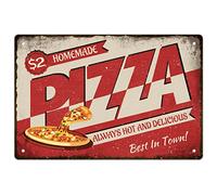 Homemade Pizza Tin Sign Fast Food Tin Sign Vintage Metal Food Signs Pizza Shop Sign Funny Wall Art Painting Iron Decor For Fast Food Festaurant Outdoor Wooden Fence Decoration 8x12 Inch