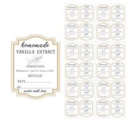 Homemade Vanilla Extract Stickers Fits 2oz, 4oz, 8oz,1.5×2 Inches Square Instruction Labels Madagascar Beans and Vodka Extract Stickers for Handcrafted Vanilla Bottles,Jar Kitchen Pantry,48 Pcs