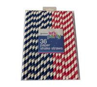 Homemaid - 36 Blue and Pink Striped Paper Straws for Shakes Smoothies and Other Cold Drinks - Biodegradable