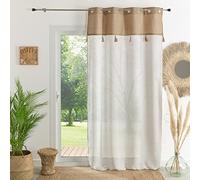 HomeMaison.com Fancy Net Curtain with Jute Lining - Polylin Canvas Bottom - Linen - 140 x 260 cm