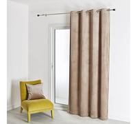 HomeMaison.com Felted Curtain in Plain Velour, Linen, 135 x 260 cm