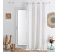 HomeMaison.com Muslin Net Curtain - Blackout Net Curtain - Ivory - 140 x 260 cm