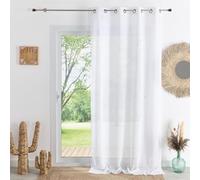 HomeMaison.com Muslin Net Curtain - Blackout Net Curtain - White - 300 x 260 cm