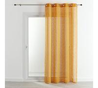 HomeMaison.com Traditional Net Curtain - Plain Linen Effect Curtain - Ochre Curtain - 140 x 240 cm - Silver Eyelet Curtain - Modern Window Curtain