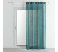 HomeMaison.com Traditional Net Curtain - Plain Linen Effect Curtain - Peacock Blue Curtain - Curtain 140 x 240 cm - Silver Eyelet Curtain - Modern Window Curtain