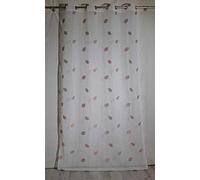 HomeMaison Embroidered Curtain Beige Leaf Pattern Polyester 140 x 260 cm