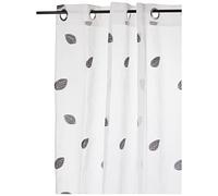 HomeMaison Embroidered Leaf Pattern Curtain Polyester 140 x 260 cm Grey