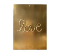 Homemaison Hammered Brass Love Wall Art - Metal 100% Brass - Handmade and Hammered - Elegant Design for Modern or Vintage Interior - 20 x 15 cm - Gold