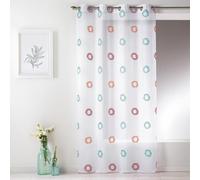 Homemaison - Lightweight Muslin Net Curtain with Circle Print - Polyester - Round Silver Eyelets Ø 4 cm - Ready to Hang - Living Room Bedroom - 150 x 240 cm - Turquoise